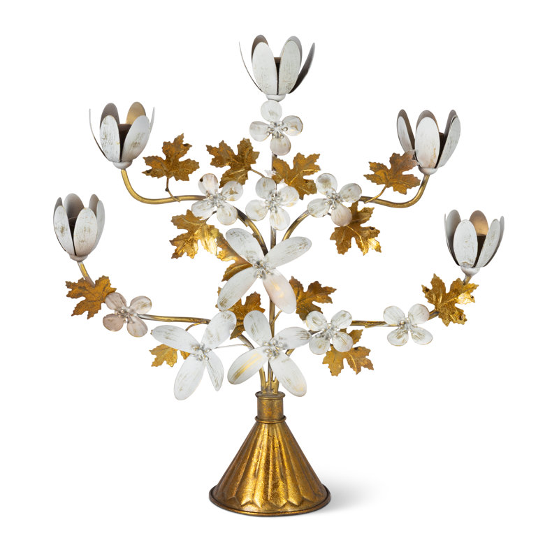 Bougeoir de table en fer en forme de feuille de tulipe, 40 cm