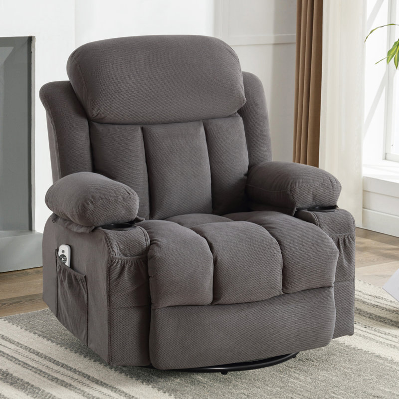 Canapé inclinable et chauffant, avec port USB et 2 porte-gobelets dans les poches latérales, Gris
