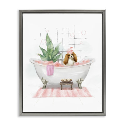«Puppy in Bathaign», art mural encadré flottant par Ziwei Li