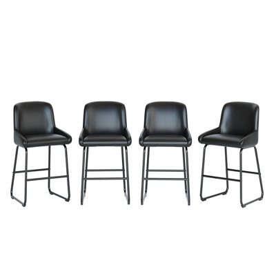 Ensemble de tabourets de bar à hauteur de comptoir en cuir synthétique 3/4 avec dossier et repose-pieds pour îlot de cuisine