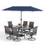 Ensemble de salle à manger rectangulaire pour 6 personnes de 60 po avec parasol Leonard-97347861