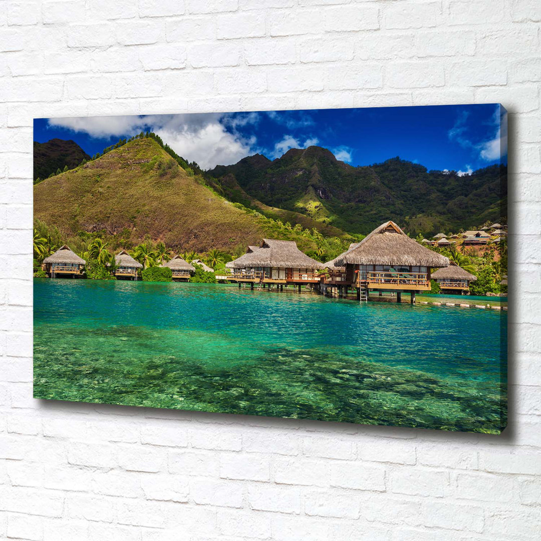 Bungalows über dem Wasser - Kunstdrucke auf Leinwand - Wrapped Canvas