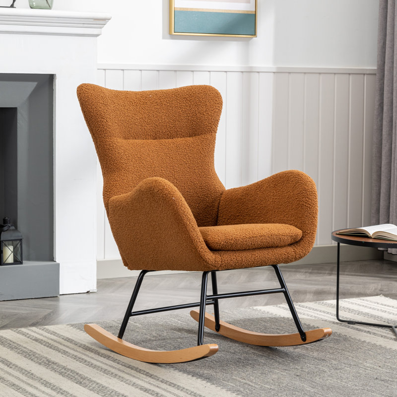 Chaise berçante en métal, Caramel