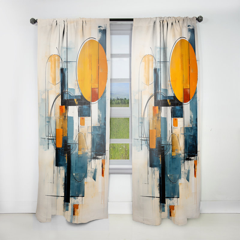 Truffi Colorful Mid Century Retro Reflections II - Mid-Century Curtain - Velvet Room Darkening - 1 Panel, 52" W x 84" L