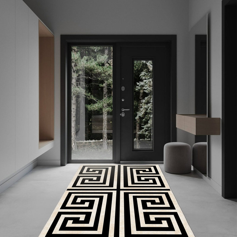 Tapis de couloir luxueux, 100% velours, 31,5 po x 59,1 po | Semelle en coton antidérapant, hauteur des poils: 0,4 po | Antibactérien et lavable à la machine, impression numérique 3D | Design élégant pour le salon et le vestibule