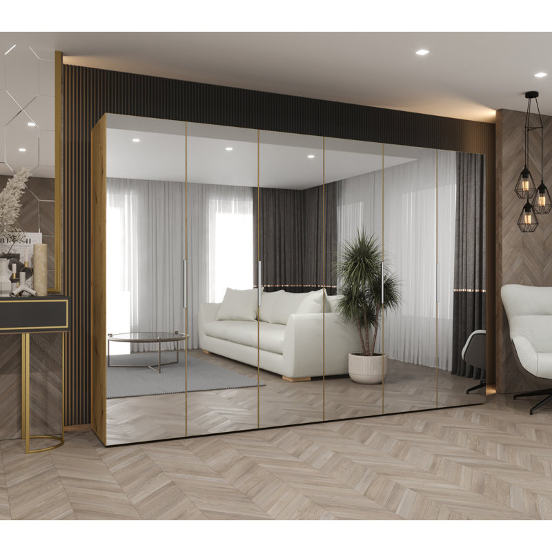 Manufactured Wood Wardrobe, artisan oak + handles: cashmere