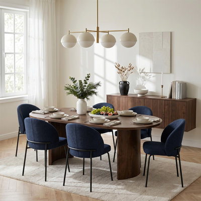 Ensemble de table de salle à manger 79 "pour 6 personnes avec chaises rembourrées 79" (7 pièces)
