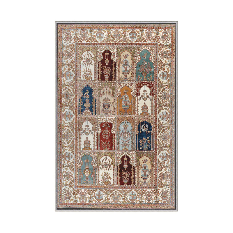 Stylish Hall Carpet (3.3 x 4.9 ft), 100% Polyester, 0.3 in Pile Height | Antibacterial, Non-Slip PVC Dot Underside | Woven Design with 3D Digital Printing | Machine Washable, Perfect for Home Décor & Comfort