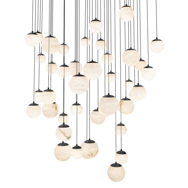 Luminaire suspendu à lumières DEL Poissons, Noir, 5.38" H x 36" W x 36" D, 41