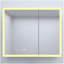 Armoire à pharmacie rectangulaire en aluminium argenté encastré / à fixation en surface 36 po x H 30 po avec miroir DEL et horloge