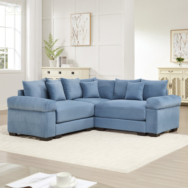 Oversized Cloud Modular Sectional Couch, Convertible Design With Extra-Wide Armrests And 10 Throw Pillows, Premium Corduroy Fabric For Living Rooms