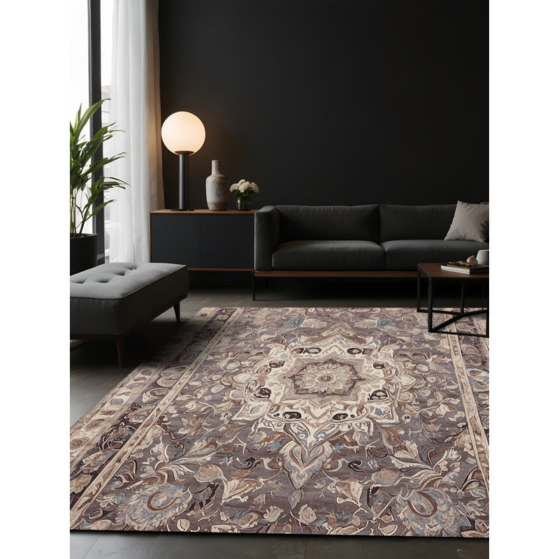Tapis gris soyeux et moelleux, Carré 3 pi