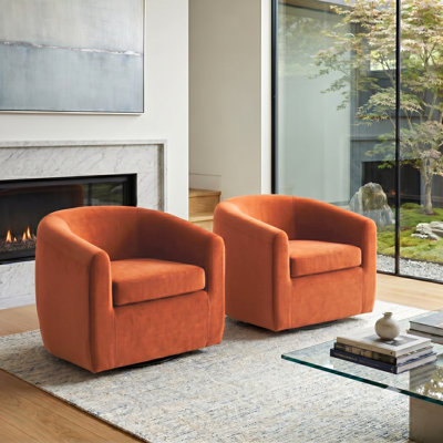 Richard  Upholstered Velvet Swivel Barrel Chair