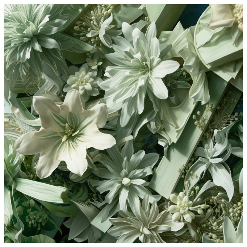 Rideaux de douche Green Flowers, L 70 po x H 93 po