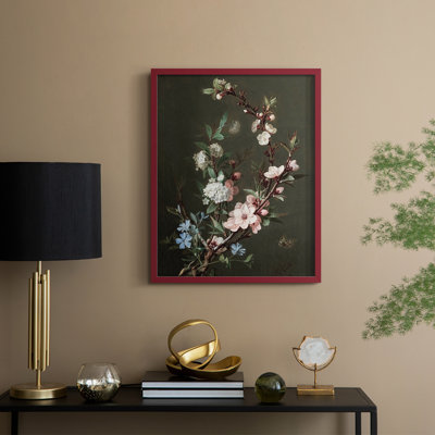Reproduction florale vintage encadrée Lxxviii - bois massif
