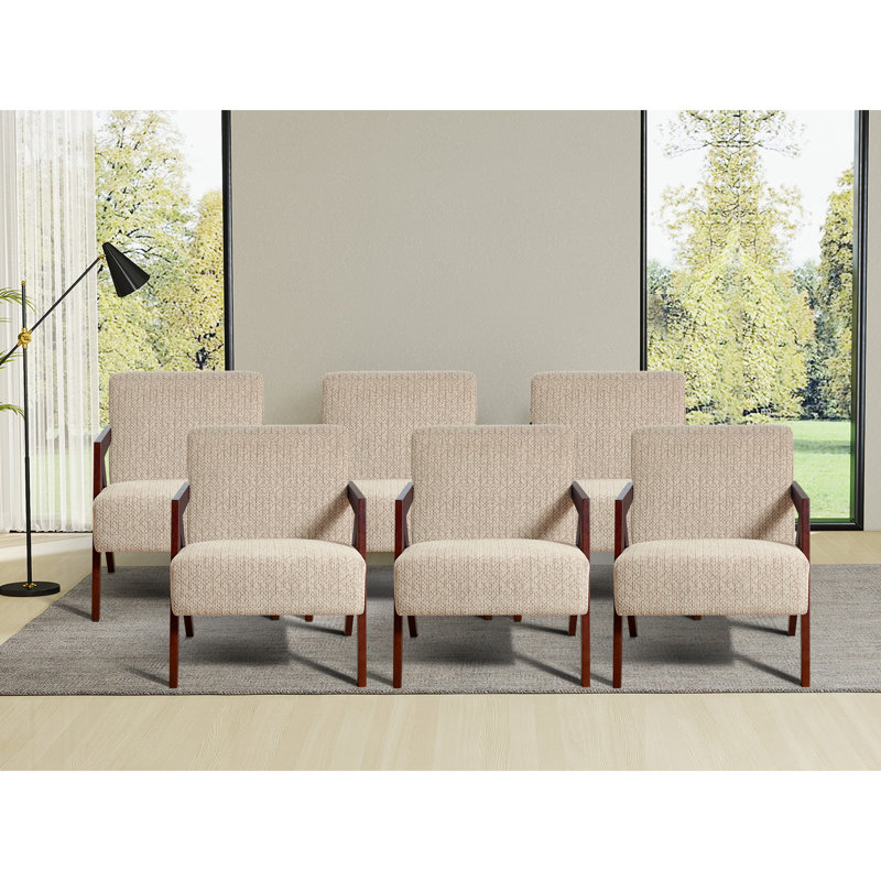23.8'' Wide Modern Upholstered Soft Arm Accent chair With Solid Wood Legs (Set of 6), Mocha Brown