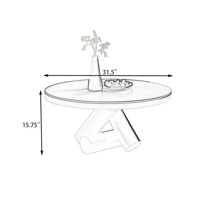 Table basse ronde Beige Stone + Bois manufacturé