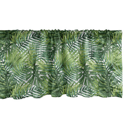 Ambesonne Leaf Valance Pack of 2 Tree Leaves Watercolor Pale Green Dark Green