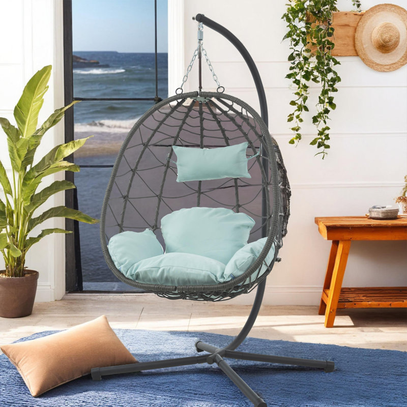 Fauteuil à œufs pour 1 personne avec support Analydia, Bleu