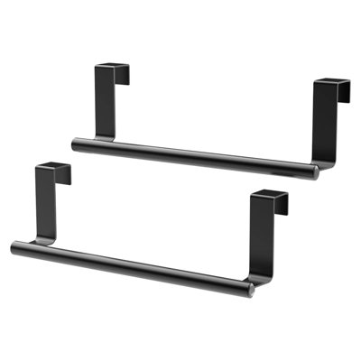 Stainless Steel Over The Cabinet Towel Bar - Rustproof Hand Towel Rack For Kitchen And Bathroom - No Drill Installation - Space Saving Design - 2 Pack