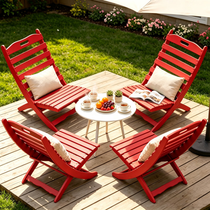 Ensemble de 4 chaises Adirondack pliantes pour l'extérieur (ensemble de 4), Blanc