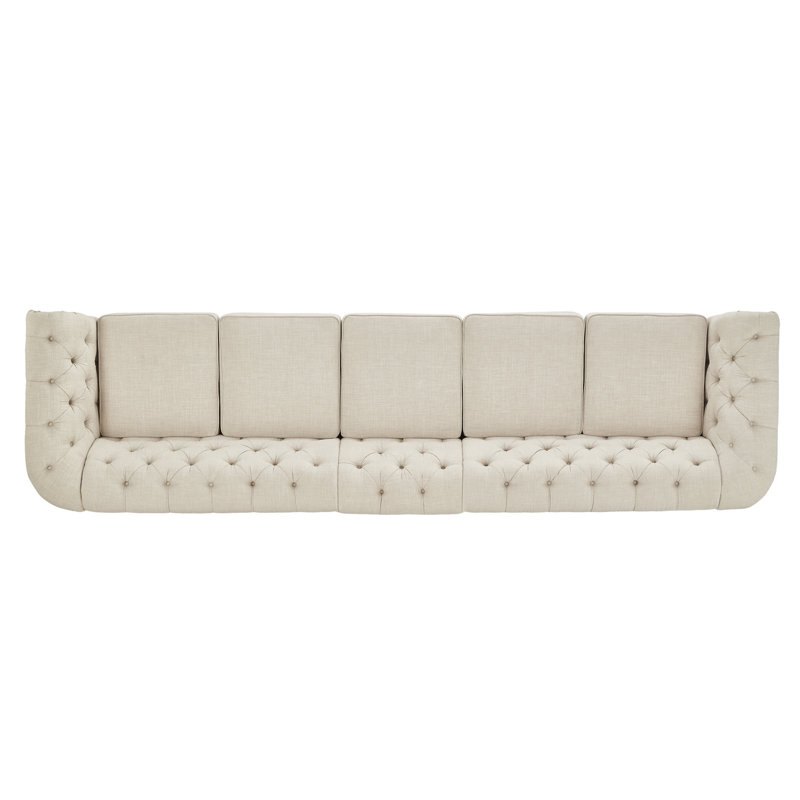 Huskins 164.8'' Upholstered Sofa, Heathered Beige Linen