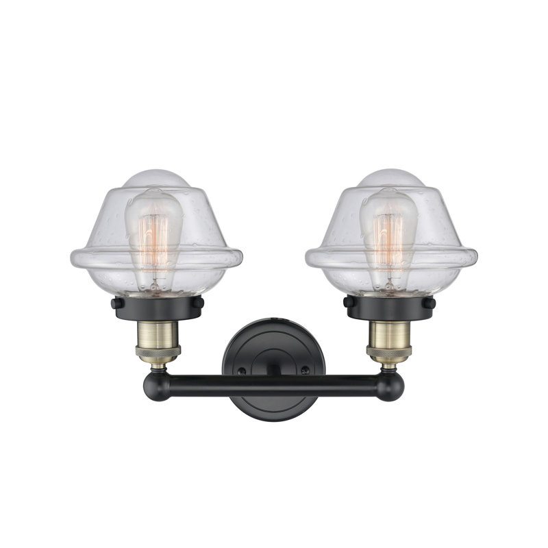 Éclairage pour meuble-lavabo à 2 lumières à intensité variable Grourke, Laiton antique noir, Bullé