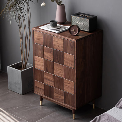 Commode d'appoint en noyer noir tout en bois massif