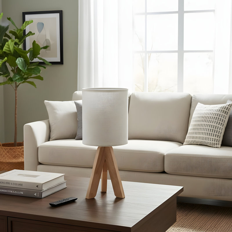 Ensemble de lampe de table moderne en bois (avec interrupteur à bascule), lampe de chevet à base en bois naturel, convient au salon / chambre à coucher, douille E26 (ampoule non incluse)
