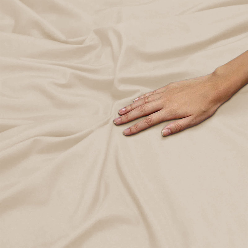 Hongsi 100% Egyptian-Like Cotton High-Quality Flat Bed Sheets, Double (4'6), Beige