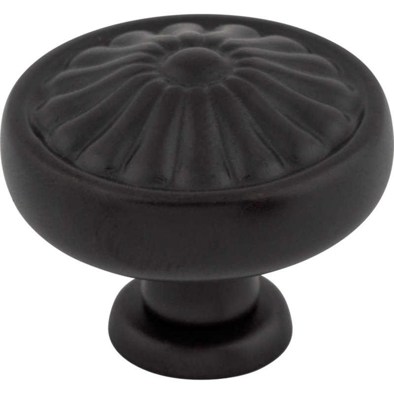 Flower 1 1/4" Diameter Round Knob, Patina Black
