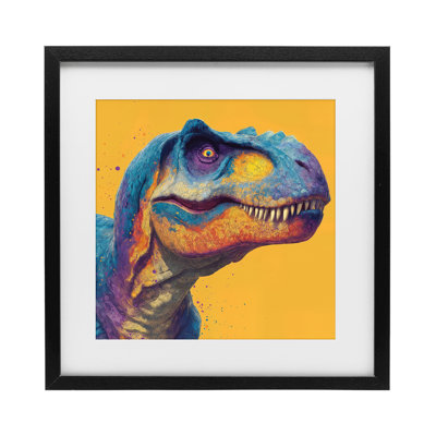 «Vibrant T-Rex Portrait», reproduction encadrée sous verre, conception de Wumples