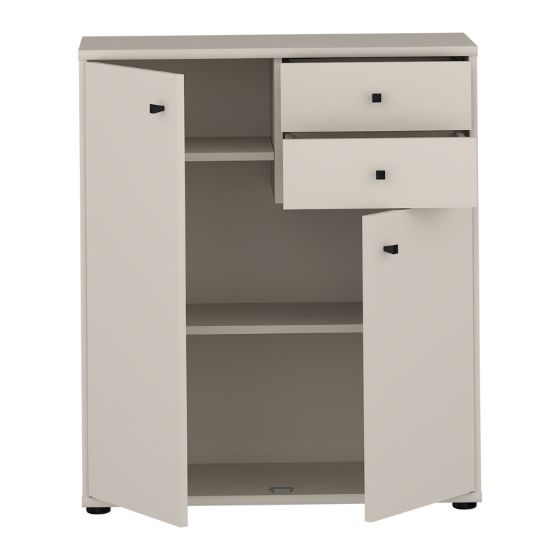 Tavifa Modern cabinet unit with 2 doors and 2 drawers, versatile use for work and living spaces, engineered wood, beige, 73.7 cm W x 85.5 cm H x 34.8 cm D