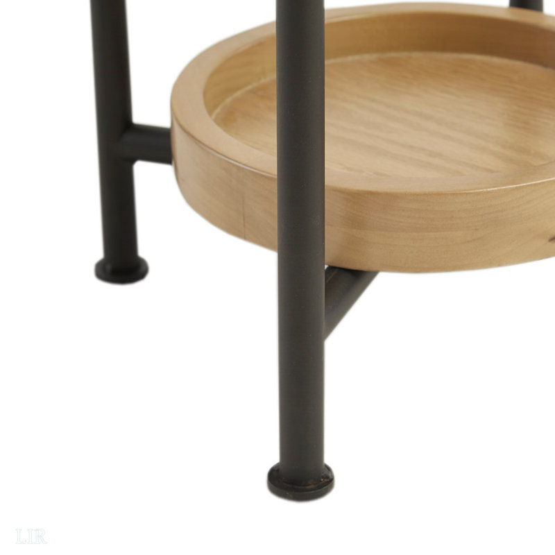 Table de bout, plateau blanc, tablette naturelle