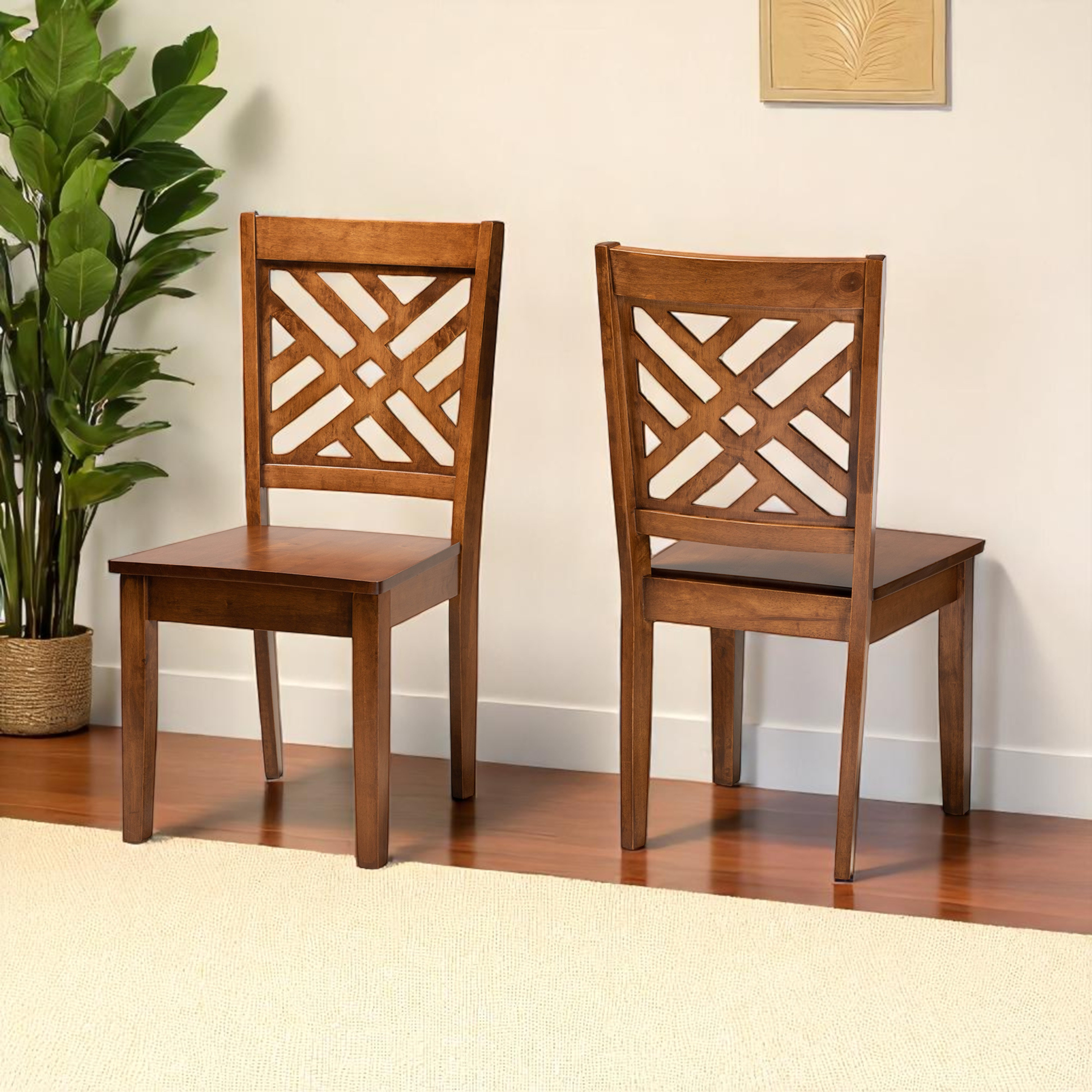 Winston Porter Kristy Set of 2 Transitional Walnut Brown Finished Wood ...