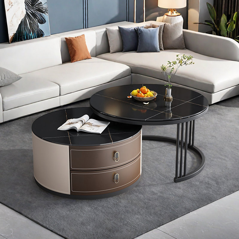 Ensemble de tables basses Modern, Noir, H 17,7 po x L 27,6 po x l 27,6 po