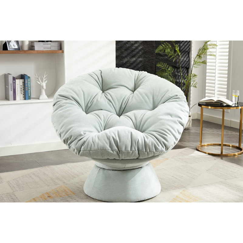 Chaise d'appoint pivotante 360 avec coussin - base en chenille pour salon bleu