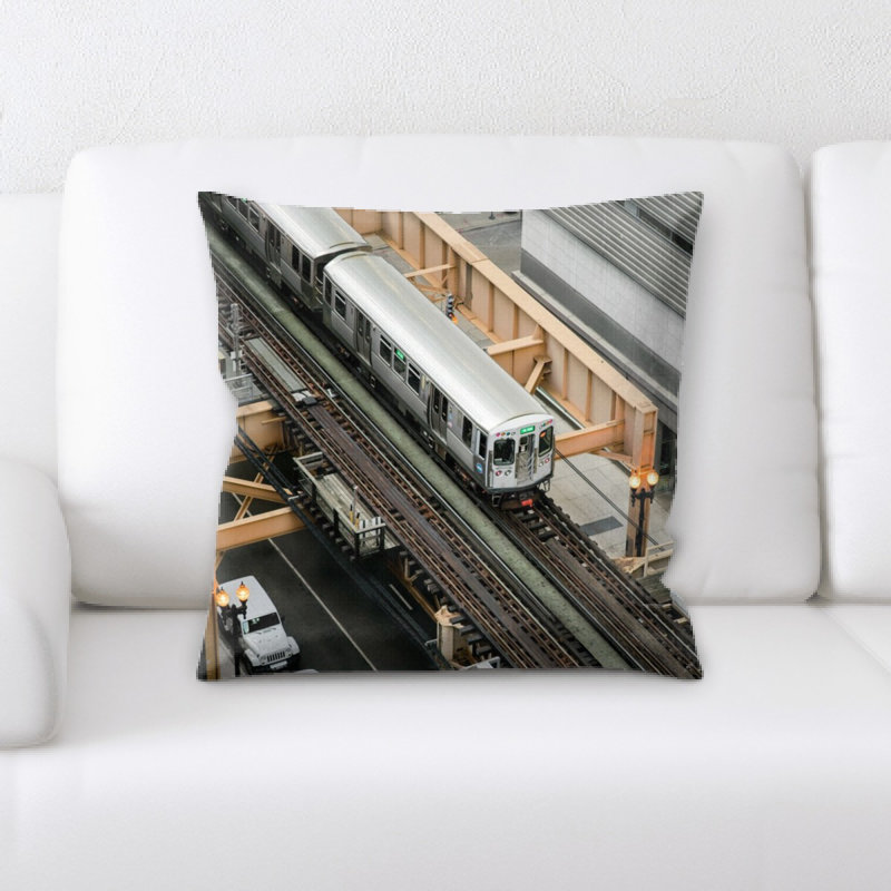 Train Microsuede Reversible Throw Pillow