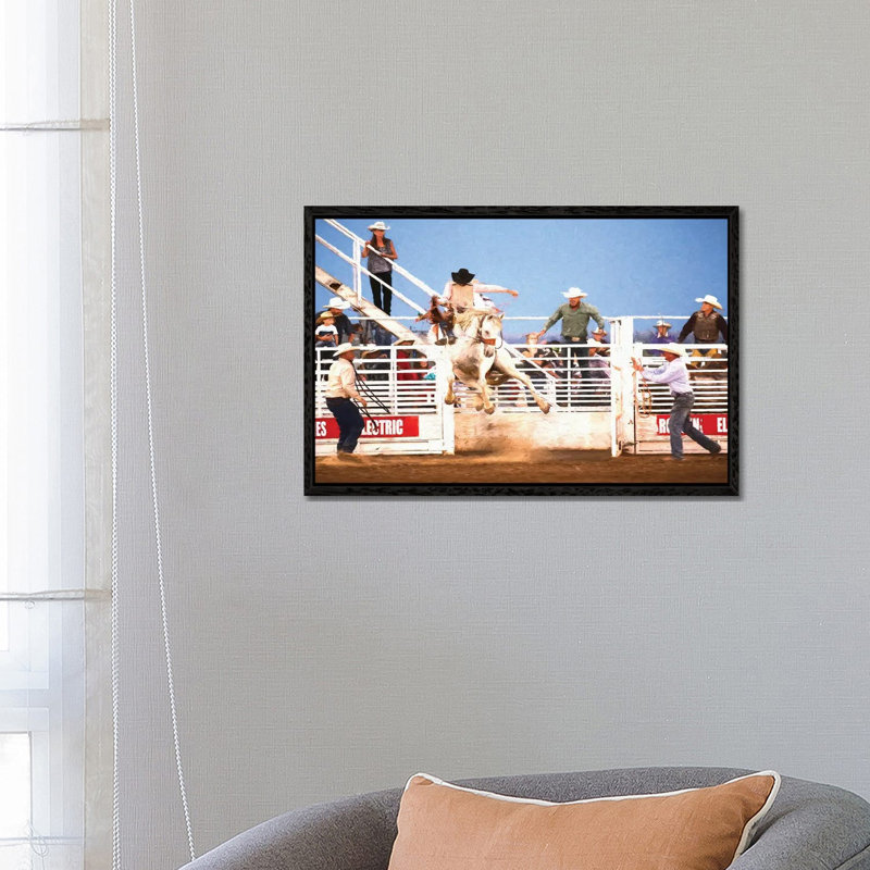 Bucking Chutes by Rhonda Thompson - Floater Frame Print on Canvas