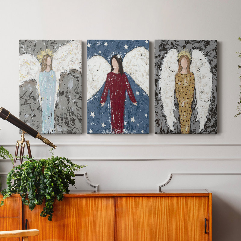 " Angels Everyone I " 3 - Pieces Painting Print, 48" H x 32" W x 1" D