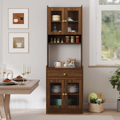Stylish Kitchen Pantry Hutch Storage Cabinet – Versatile Farmhouse Buffet Cabinet With Microwave Stand, Perfect Freestanding Sideboard Coffee Bar