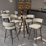 Bar Height Set, Tempered Glass Round Dining Table And Height Bar Stools