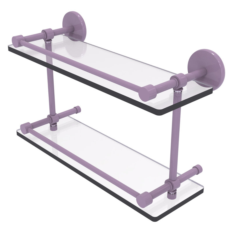 Tablette double en verre trempé avec rail Gallery P1000, H 8 po x l 16 po x P 5 po, Lavande