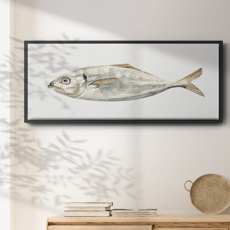 Silver Fish I- Framed Canvas, 24" H x 60" W