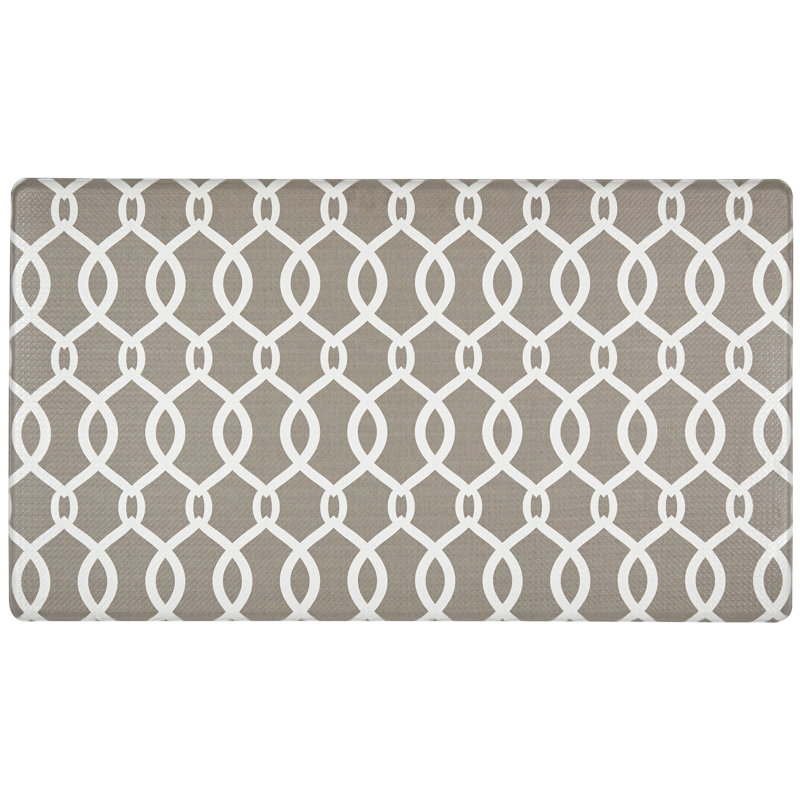 Geometric Water Resistant Anti-Fatigue Non-Skid Kitchen Mat, Beige, Rectangle 1'8" x 3'