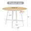  Table de salle à manger ronde moderne avec plateau à motif en bois de 42 pouces et pieds en métal blanc pour la maison ou le bureau, brun-575792632