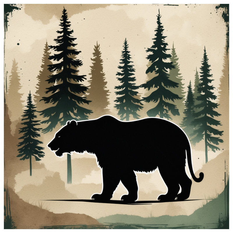 Bear In Forest Silhouette Canvas Gallery Wrap in Many Sizes, 16 x 20 inches