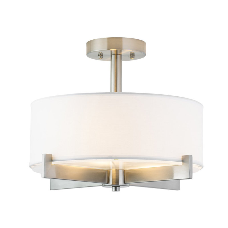 Fabric Semi Flush Mount, Brushed Nickel
