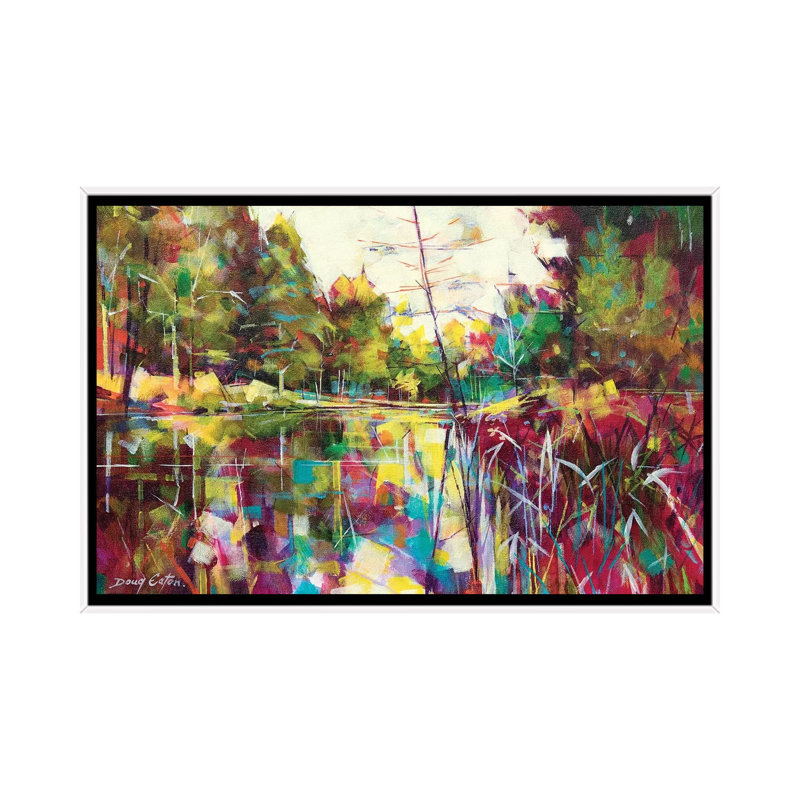 Soudley Ponds by Doug Eaton - Painting on Canvas, White Framed, 101.6 cm H x 66.04 cm W