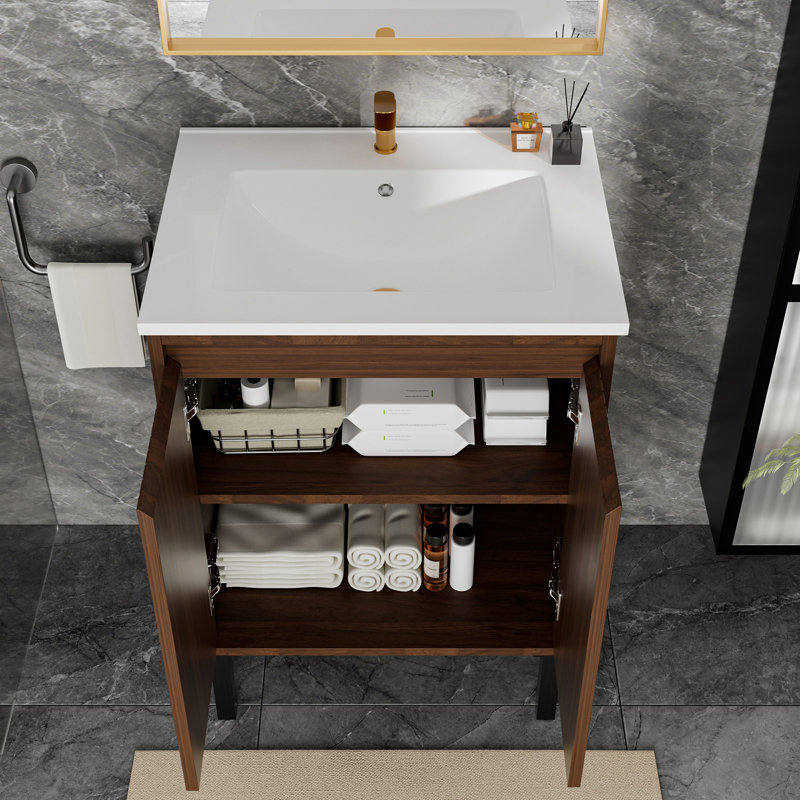 Meuble-lavabo 24 po sans lavabo, Brun mat